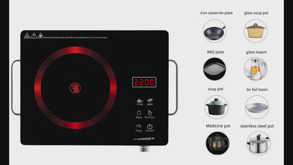 2200W Electric Ceramic Stove, Infrared Induction Cooktop Burner for Home Cooking