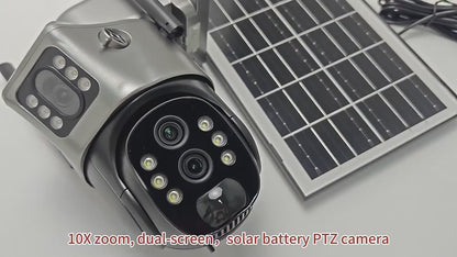 4G WiFi Solar Security Camera Dual Lens 8MP 4K PIR Night Vision Outdoor CCTV