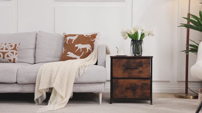 Set of 2 Nightstands with Drawers, Small End Tables with Storage for Bedroom & Office