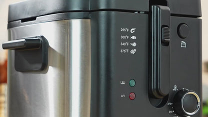 1500W Electric Deep Fryer with Basket, 84.5oz Family Size, Adjustable Temp & Easy Clean