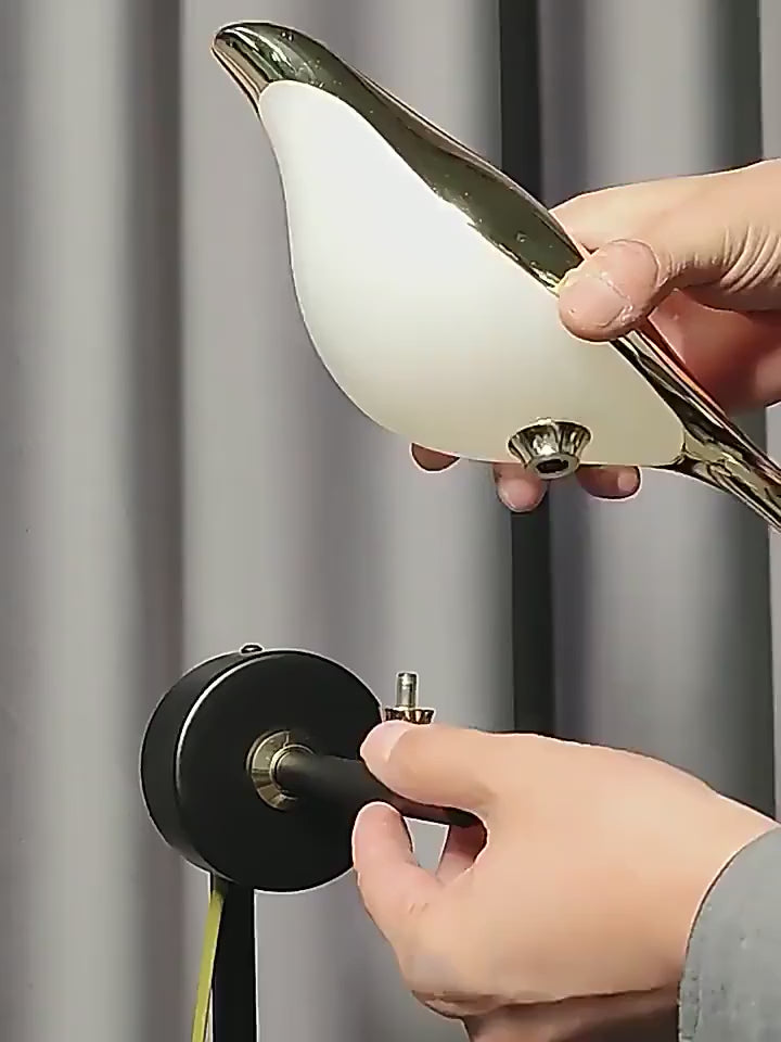Load video: Nordic Golden Bird LED Wall Lamp Bedroom Bedside Living Room Bar Decorative Sconce