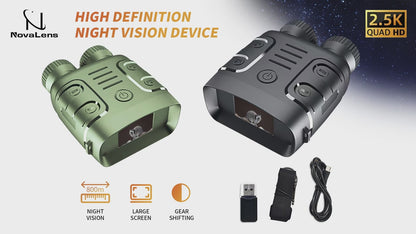 2.5K Night Vision Binoculars with Zoom & Recording, 800m Infrared Goggles Outdoor