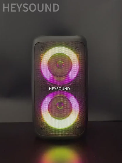 Karaoke Machine with Wireless & Wired Mics, Bluetooth Speaker with LED Lights for Party & Home