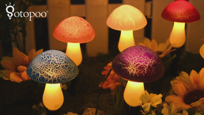 Solar Mushroom Garden Lights Outdoor, 8 LED Decorative Landscape Lights IP65 Waterproof