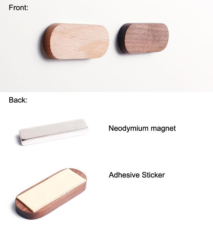 Moktan Sabai Wooden Magnetic Key Holder Wall Mount Adhesive Key Rack Organizer