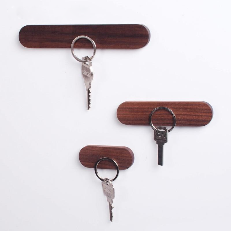 Moktan Sabai Wooden Magnetic Key Holder Wall Mount Adhesive Key Rack Organizer
