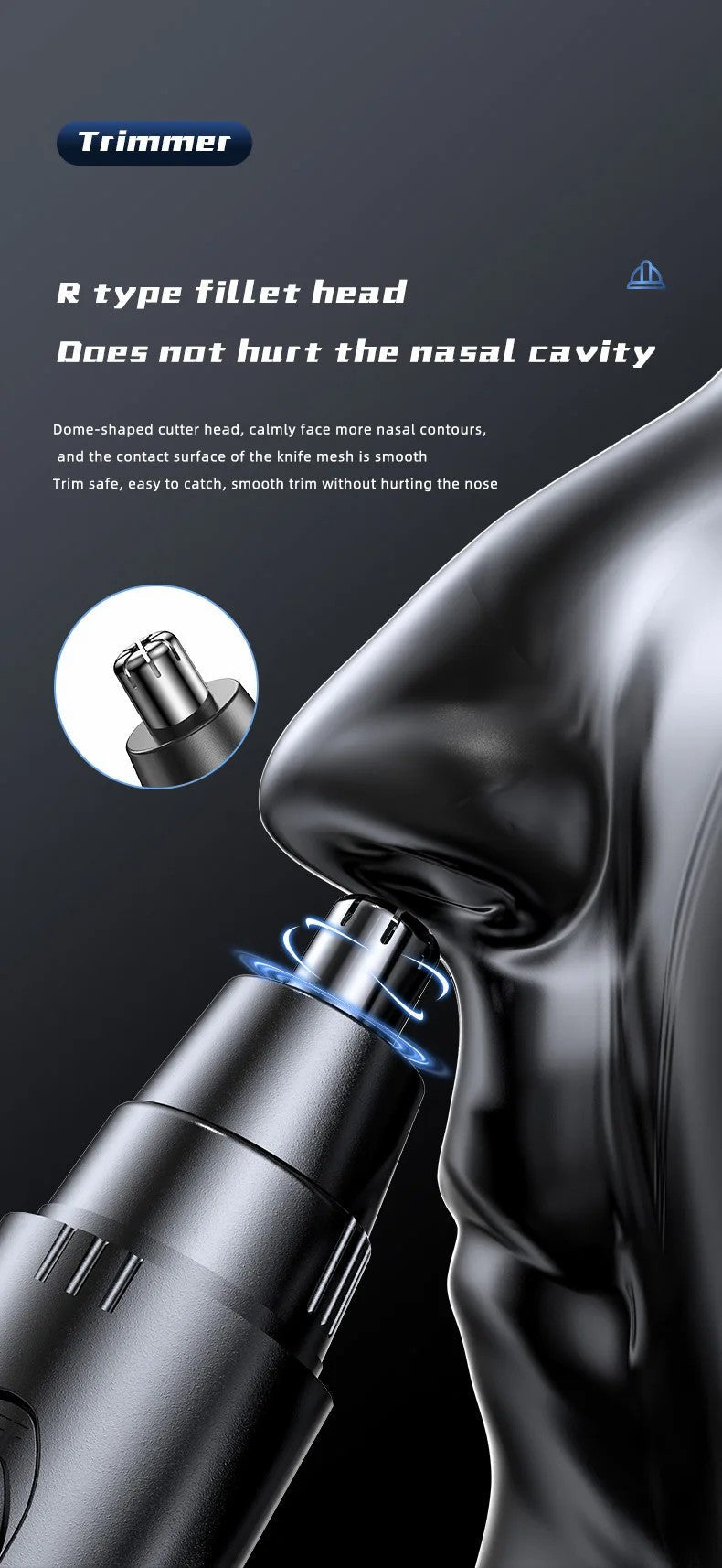Moktan Sabai Rechargeable Nose & Ear Hair Trimmer USB Painless Groomer