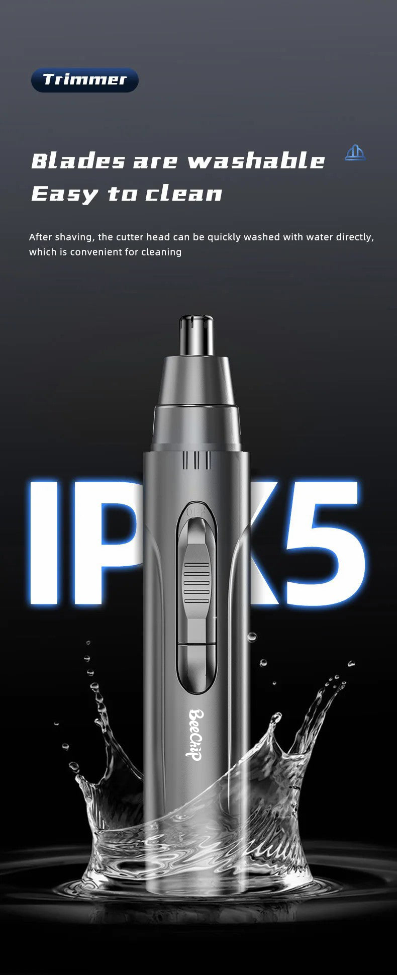 Moktan Sabai Rechargeable Nose & Ear Hair Trimmer USB Painless Groomer