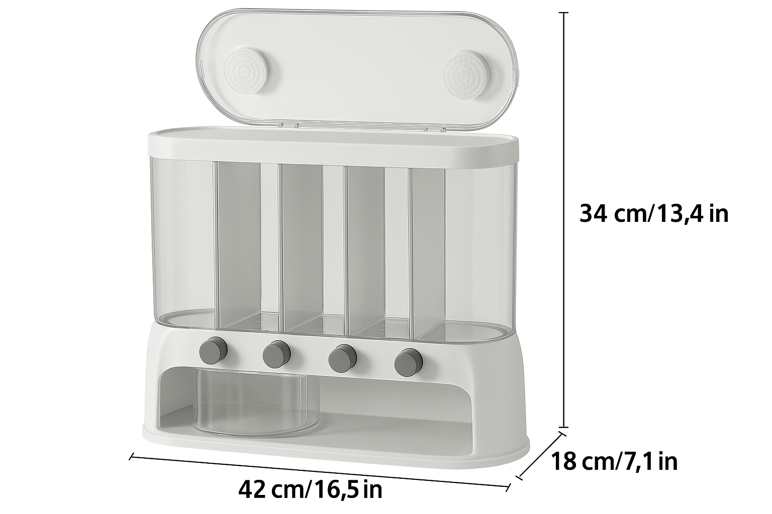 Moktan Sabai 5 Compartment Grain Storage Container Airtight Rice Dispenser Bin