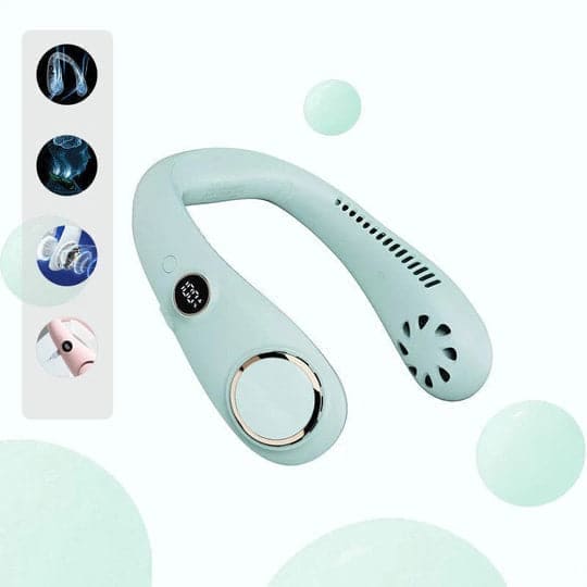 Moktan Sabai Portable Neck Fan | Bladeless Design with Rechargeable Battery | Lightweight Cooling Solution for Instant Comfort Light Green