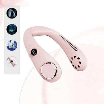 Moktan Sabai Portable Neck Fan | Bladeless Design with Rechargeable Battery | Lightweight Cooling Solution for Instant Comfort Pink