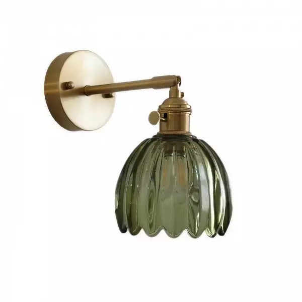 Moktan Sabai Tulip Glass Wall Lamp Retro Flower Bud Vintage Wall Light Green