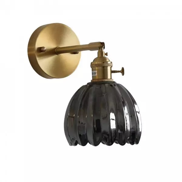 Moktan Sabai Tulip Glass Wall Lamp Retro Flower Bud Vintage Wall Light Smokey gray