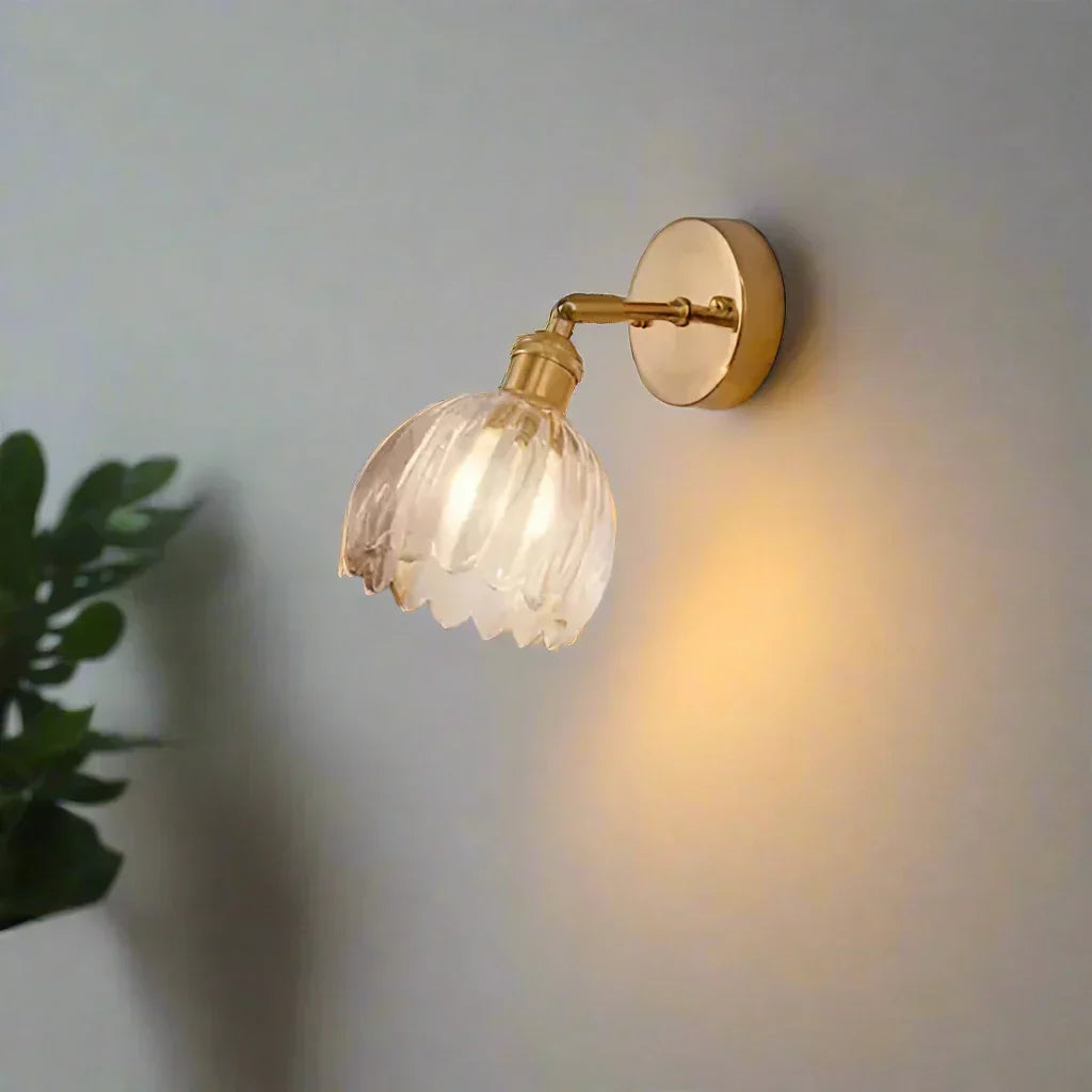 Moktan Sabai Tulip Glass Wall Lamp Retro Flower Bud Vintage Wall Light