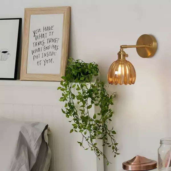 Moktan Sabai Tulip Glass Wall Lamp Retro Flower Bud Vintage Wall Light