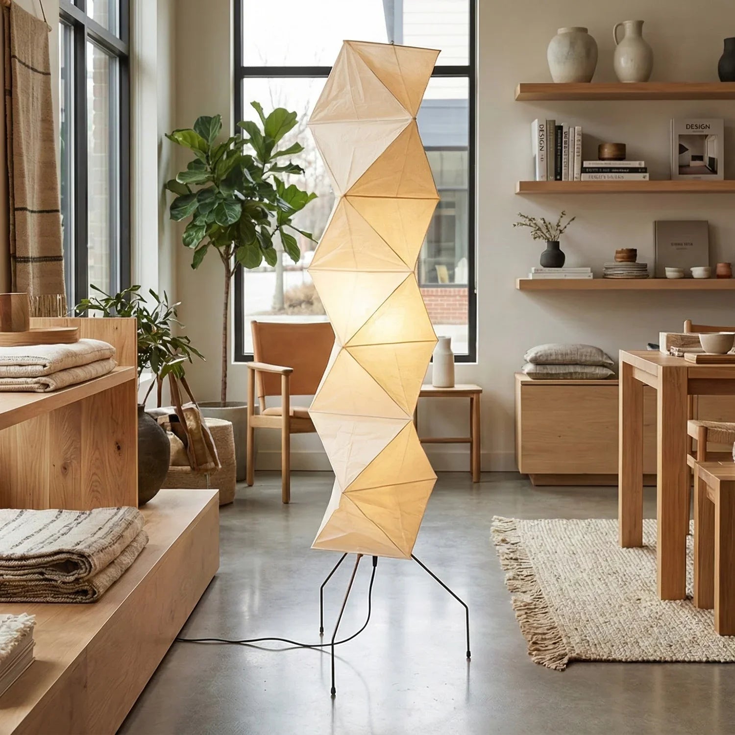 Moktan Sabai Origami Paper Floor Lamp 74" Rhombus Japanese Style E26 Light