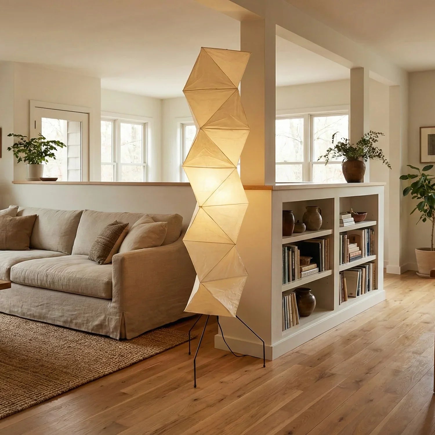 Moktan Sabai Origami Paper Floor Lamp 74" Rhombus Japanese Style E26 Light
