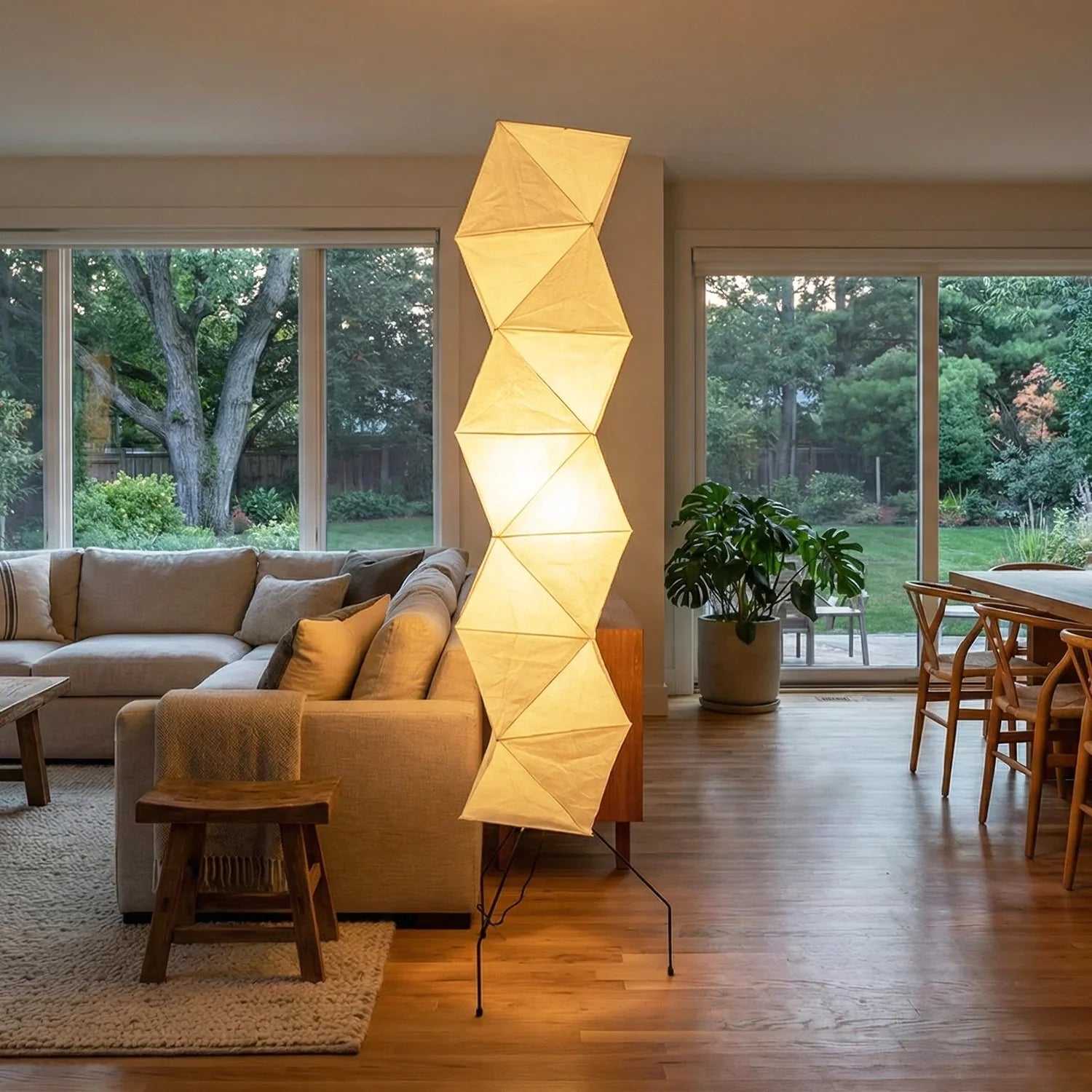 Moktan Sabai Origami Paper Floor Lamp 74" Rhombus Japanese Style E26 Light
