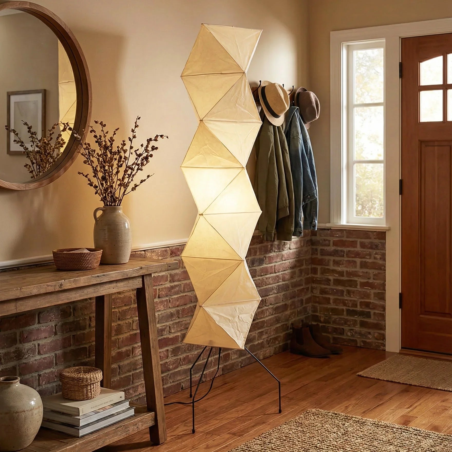 Moktan Sabai Origami Paper Floor Lamp 74" Rhombus Japanese Style E26 Light