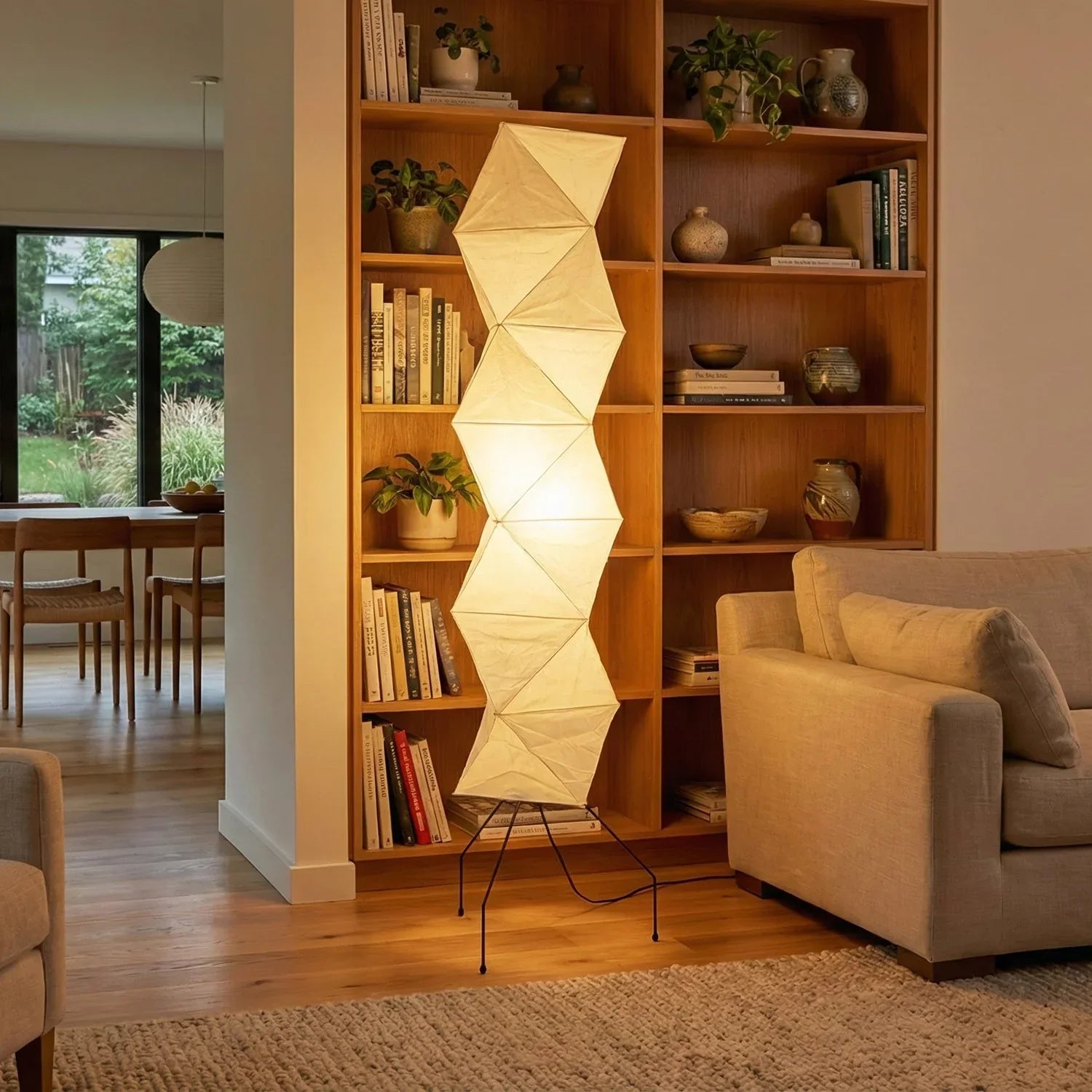 Moktan Sabai Origami Paper Floor Lamp 74" Rhombus Japanese Style E26 Light