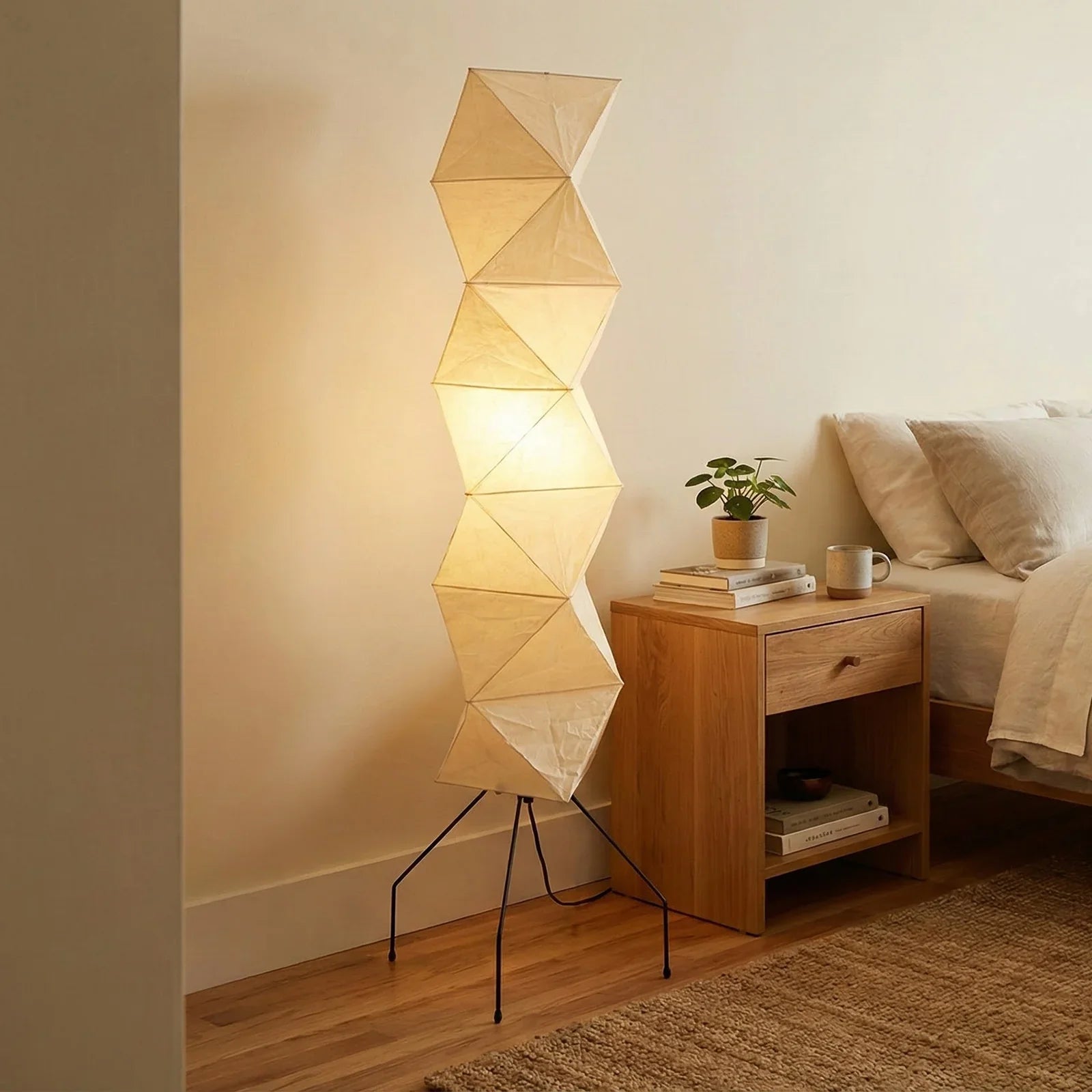Moktan Sabai Origami Paper Floor Lamp 74" Rhombus Japanese Style E26 Light