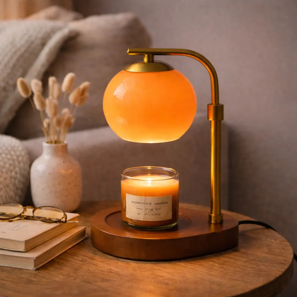 Moktan Sabai Glass Candle Warmer Lamp with Sculpted Design | Flameless Scent Heating