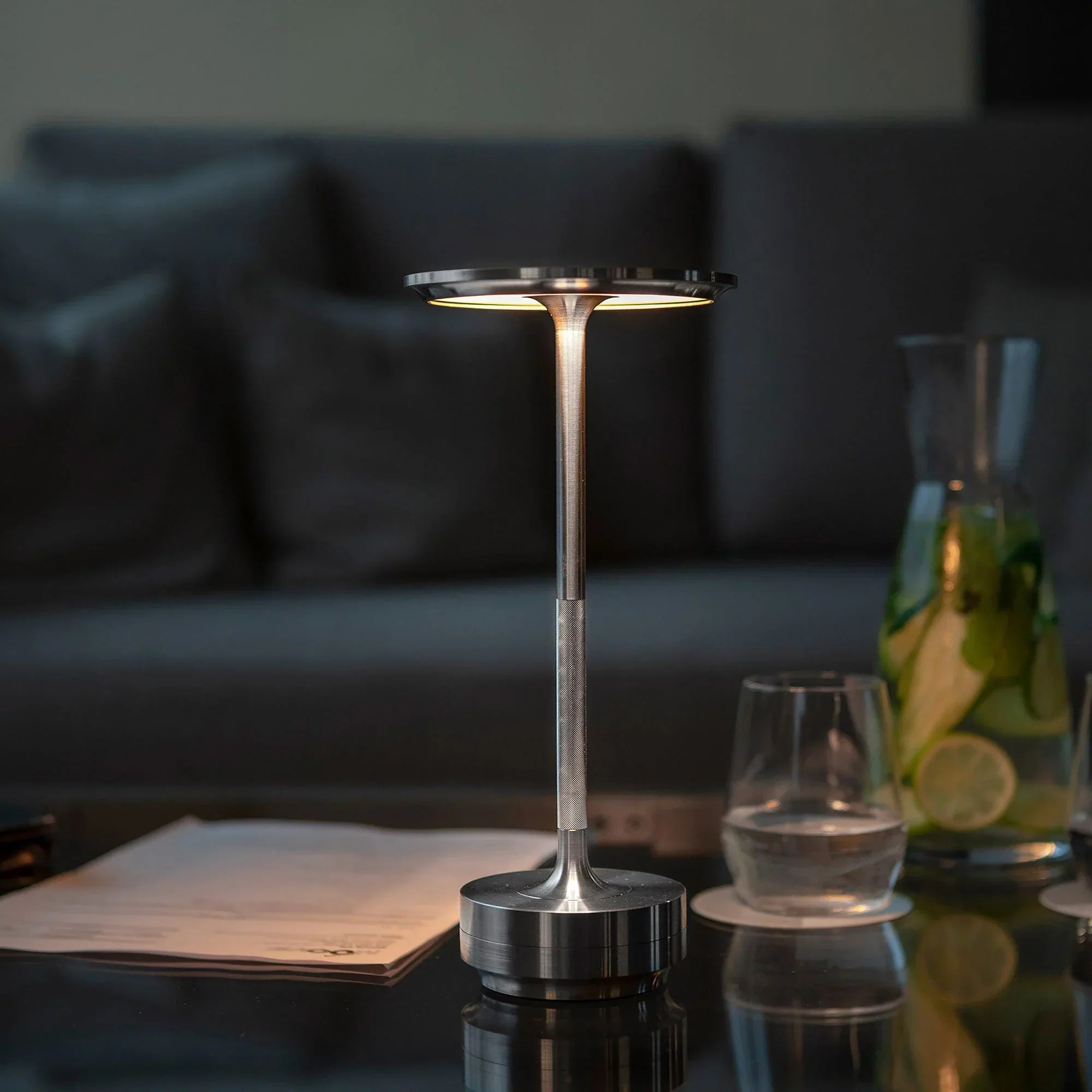 Moktan Sabai Modern Brass Cone LED Rechargeable Table Lamp Cordless USB-C