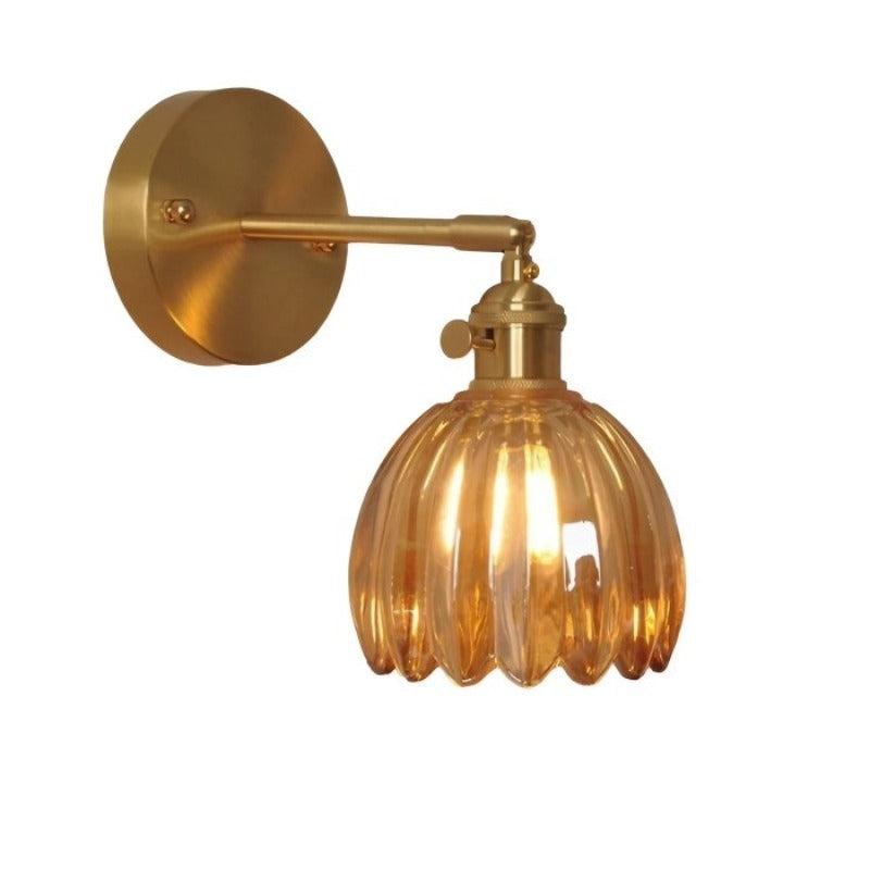 Moktan Sabai Tulip Glass Wall Lamp Retro Flower Bud Vintage Wall Light Amber