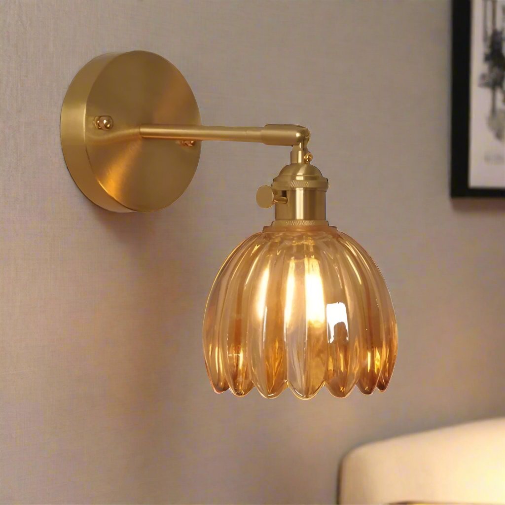 Moktan Sabai Tulip Glass Wall Lamp Retro Flower Bud Vintage Wall Light
