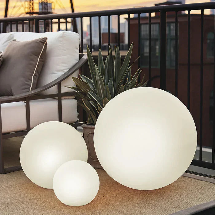 Moktan Sabai Modern PE Globe Outdoor Garden Light | Rechargeable 16 Color LED Outdoor Lamp USB Charging - 30cm