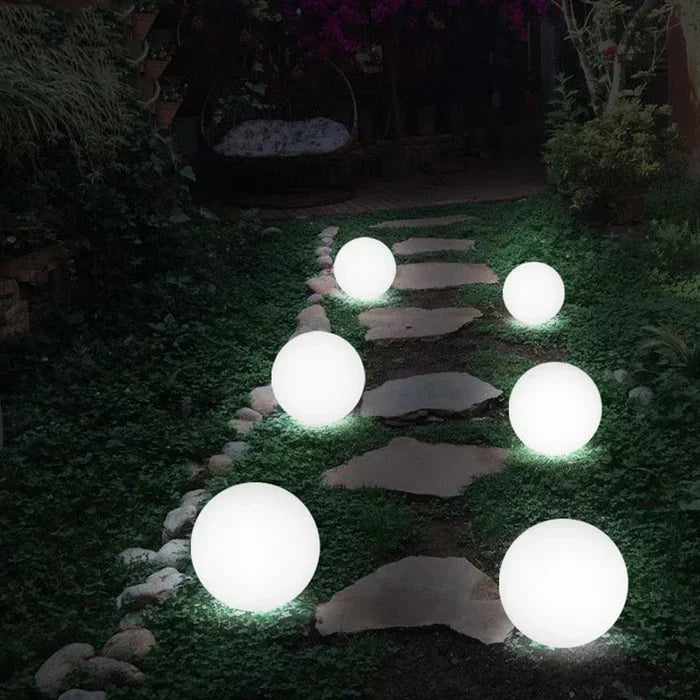 Moktan Sabai Modern PE Globe Outdoor Garden Light | Rechargeable 16 Color LED Outdoor Lamp
