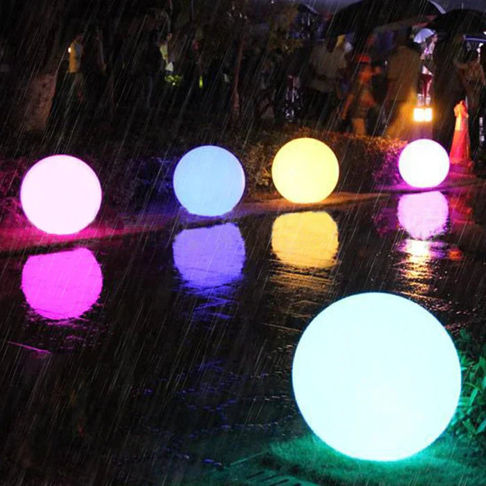 Moktan Sabai Modern PE Globe Outdoor Garden Light | Rechargeable 16 Color LED Outdoor Lamp
