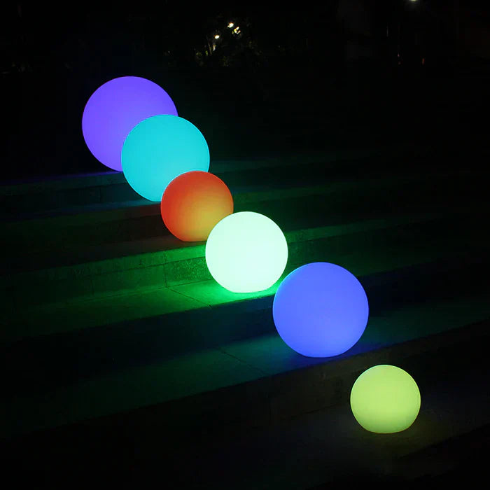 Moktan Sabai Modern PE Globe Outdoor Garden Light | Rechargeable 16 Color LED Outdoor Lamp USB Charging - 12cm