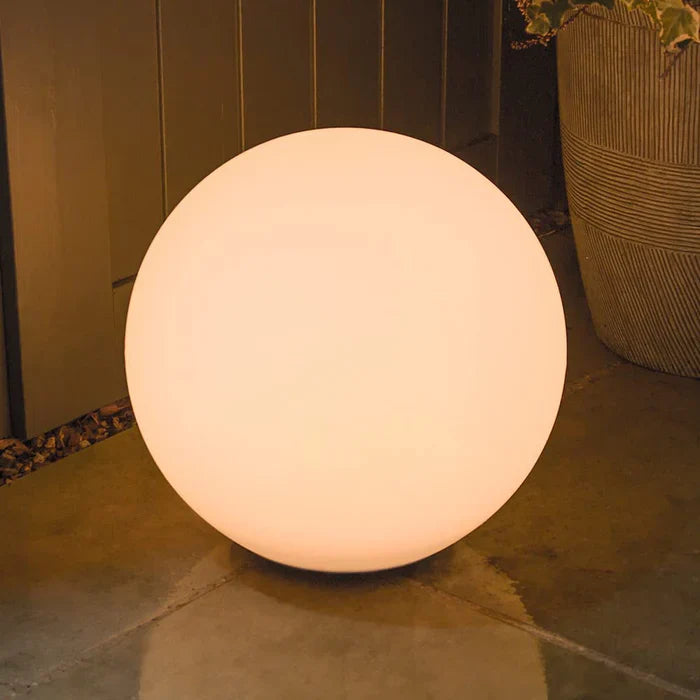 Moktan Sabai Modern PE Globe Outdoor Garden Light | Rechargeable 16 Color LED Outdoor Lamp