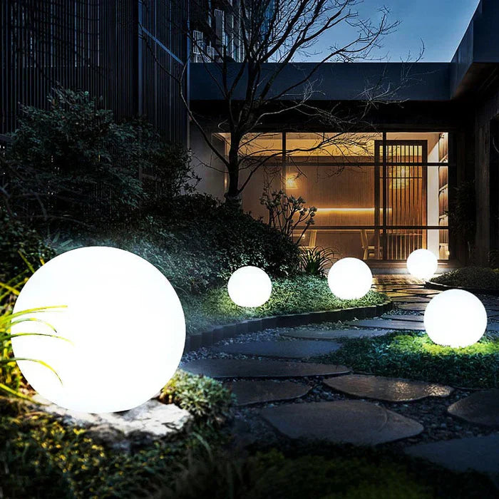 Moktan Sabai Modern PE Globe Outdoor Garden Light | Rechargeable 16 Color LED Outdoor Lamp