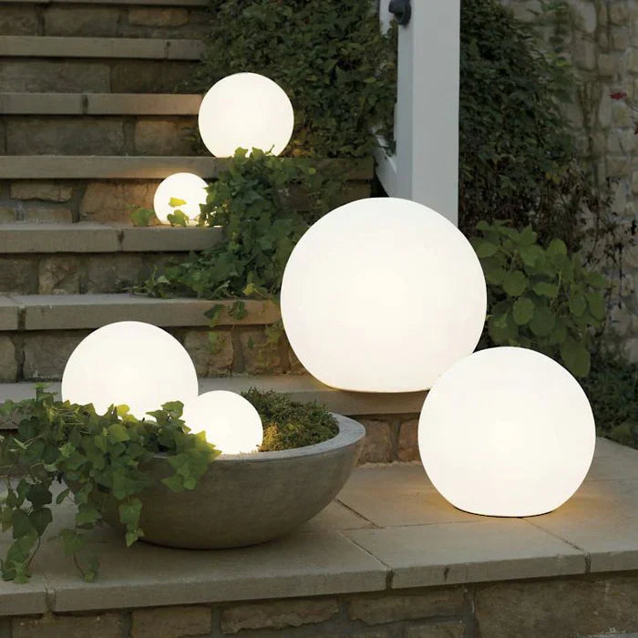 Moktan Sabai Modern PE Globe Outdoor Garden Light | Rechargeable 16 Color LED Outdoor Lamp USB Charging - 15cm