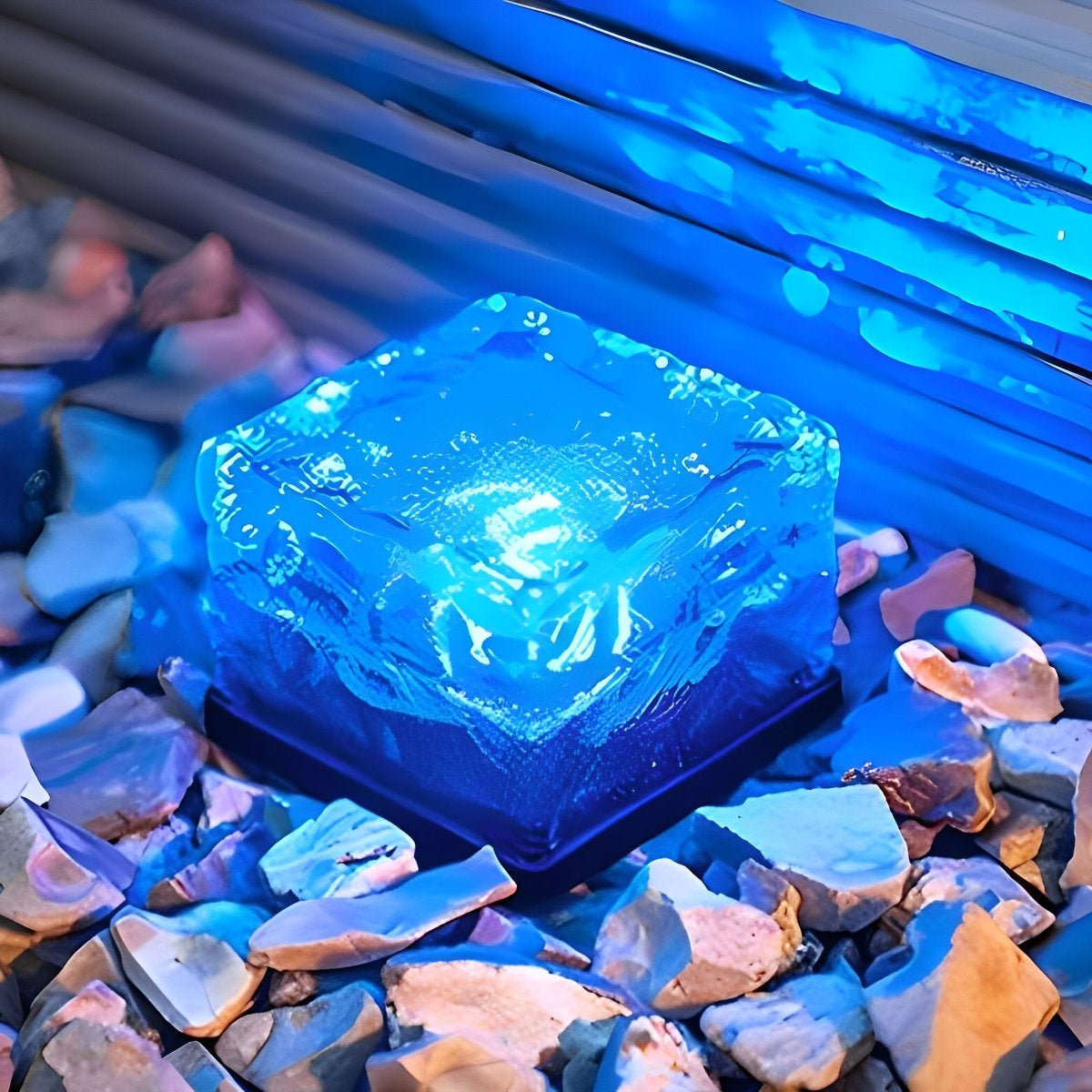 Moktan Sabai Solar Ice Brick LED Garden Light Waterproof Outdoor Path Light Blue