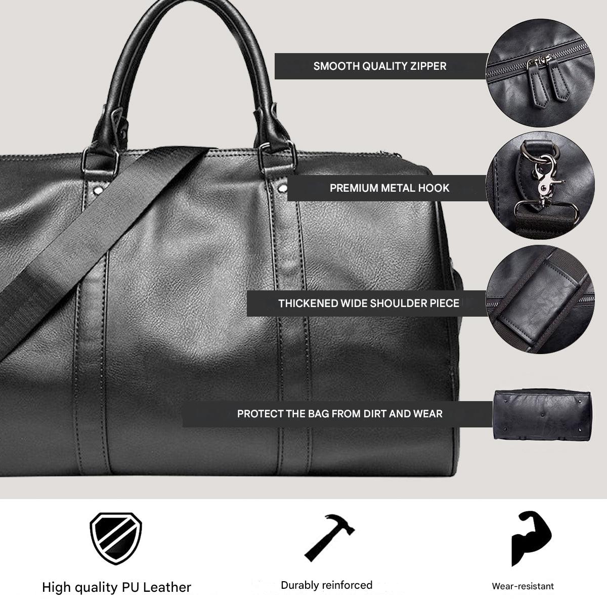 Moktan Sabai Large PU Leather Travel Duffel Bag Lightweight Carry On Weekender 45cm