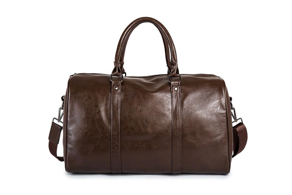 Moktan Sabai Large PU Leather Travel Duffel Bag Lightweight Carry On Weekender 45cm Brown