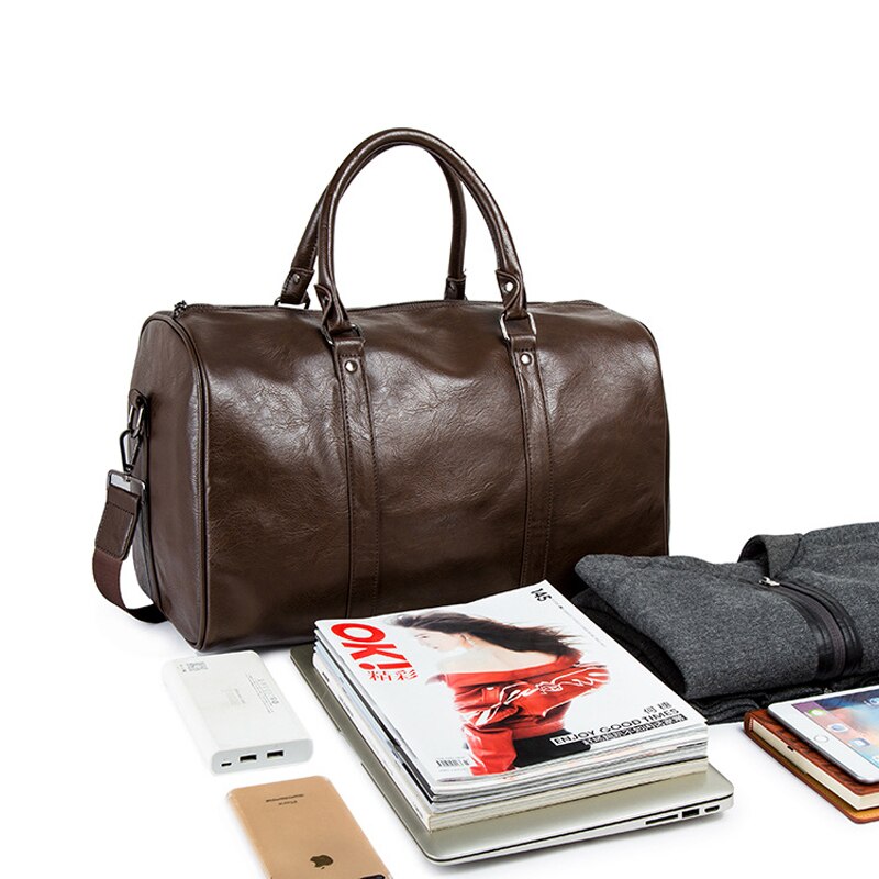 Moktan Sabai Large PU Leather Travel Duffel Bag Lightweight Carry On Weekender 45cm