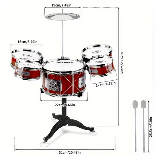 Moktan Sabai Kids Jazz Drum Set 5 Drum Kit with Cymbal Beginner Musical Toy