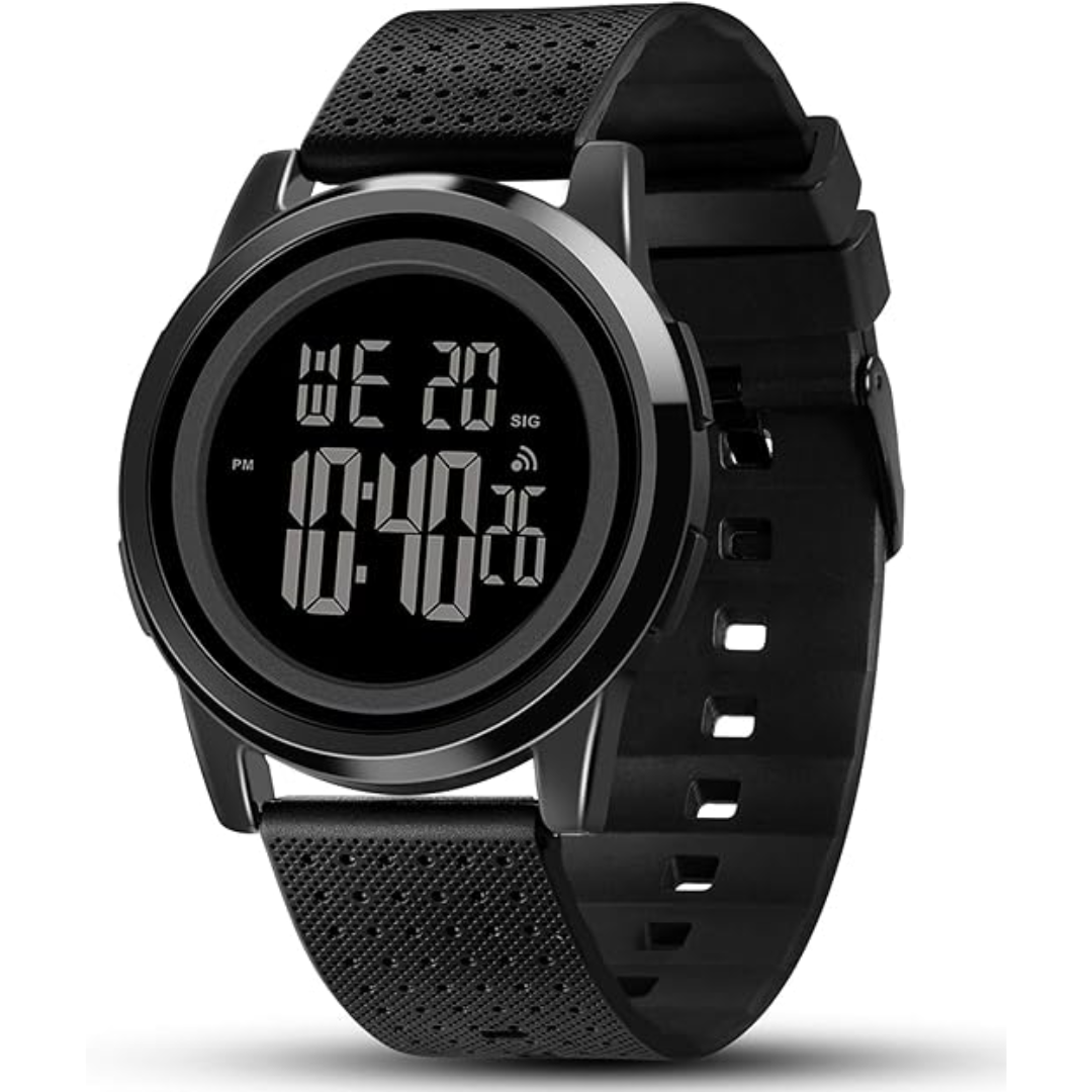 Moktan Sabai Ultra-Slim Digital Sports Watch 50M Waterproof Stainless Steel Black