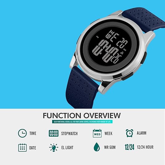 Moktan Sabai Ultra-Slim Digital Sports Watch 50M Waterproof Stainless Steel