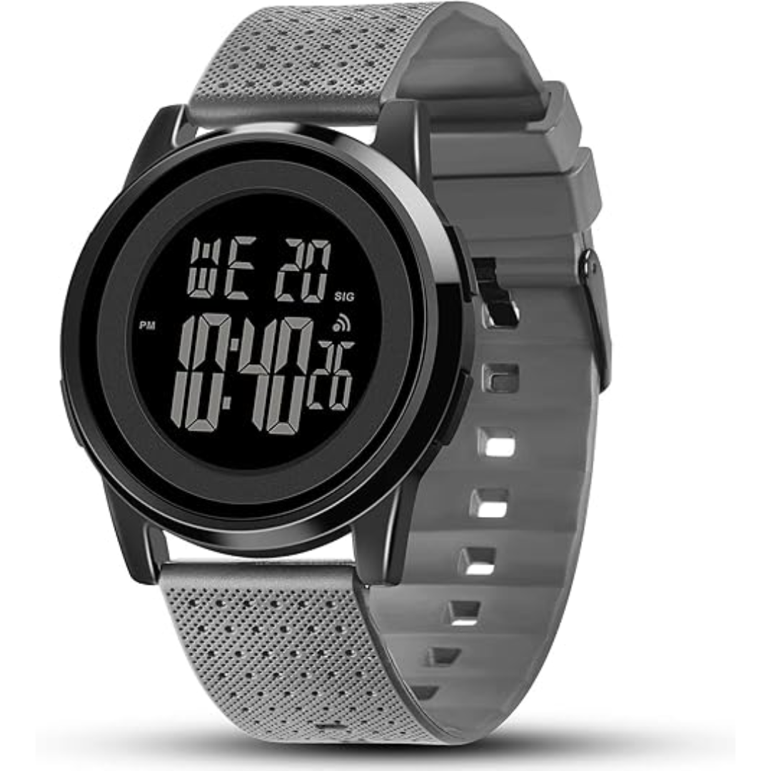 Moktan Sabai Ultra-Slim Digital Sports Watch 50M Waterproof Stainless Steel Black Gray