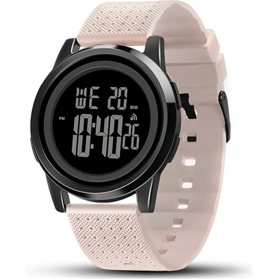 Moktan Sabai Ultra-Slim Digital Sports Watch 50M Waterproof Stainless Steel Pink