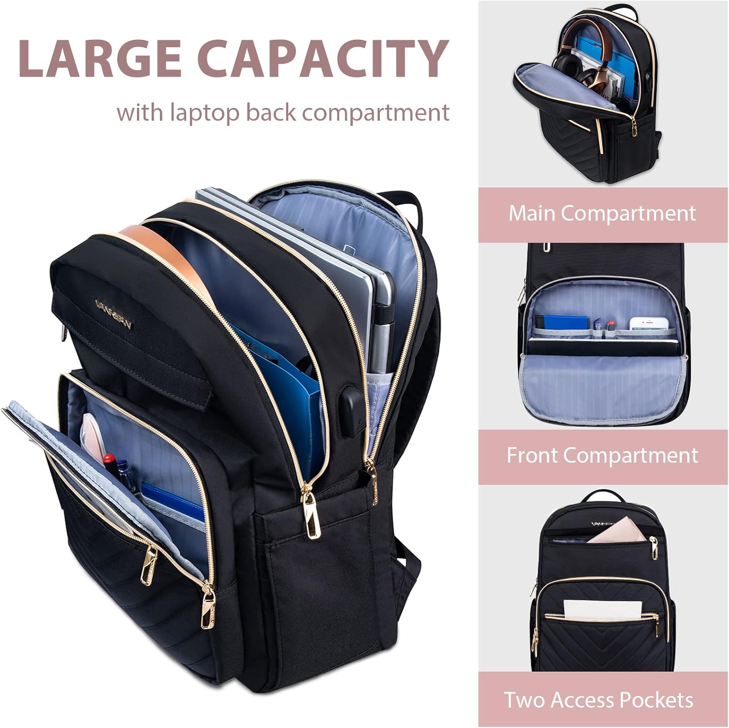 Moktan Sabai Waterproof Laptop Backpack 15.6 Inch with USB Charging Port Travel Bag