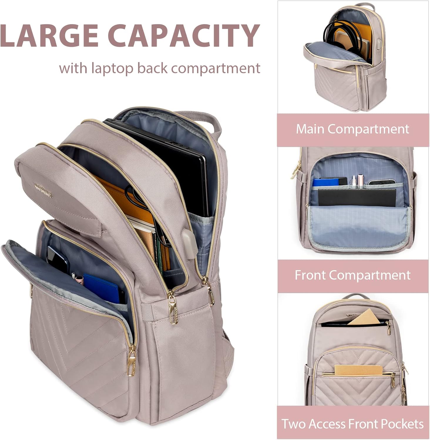 Moktan Sabai Waterproof Laptop Backpack 15.6 Inch with USB Charging Port Travel Bag