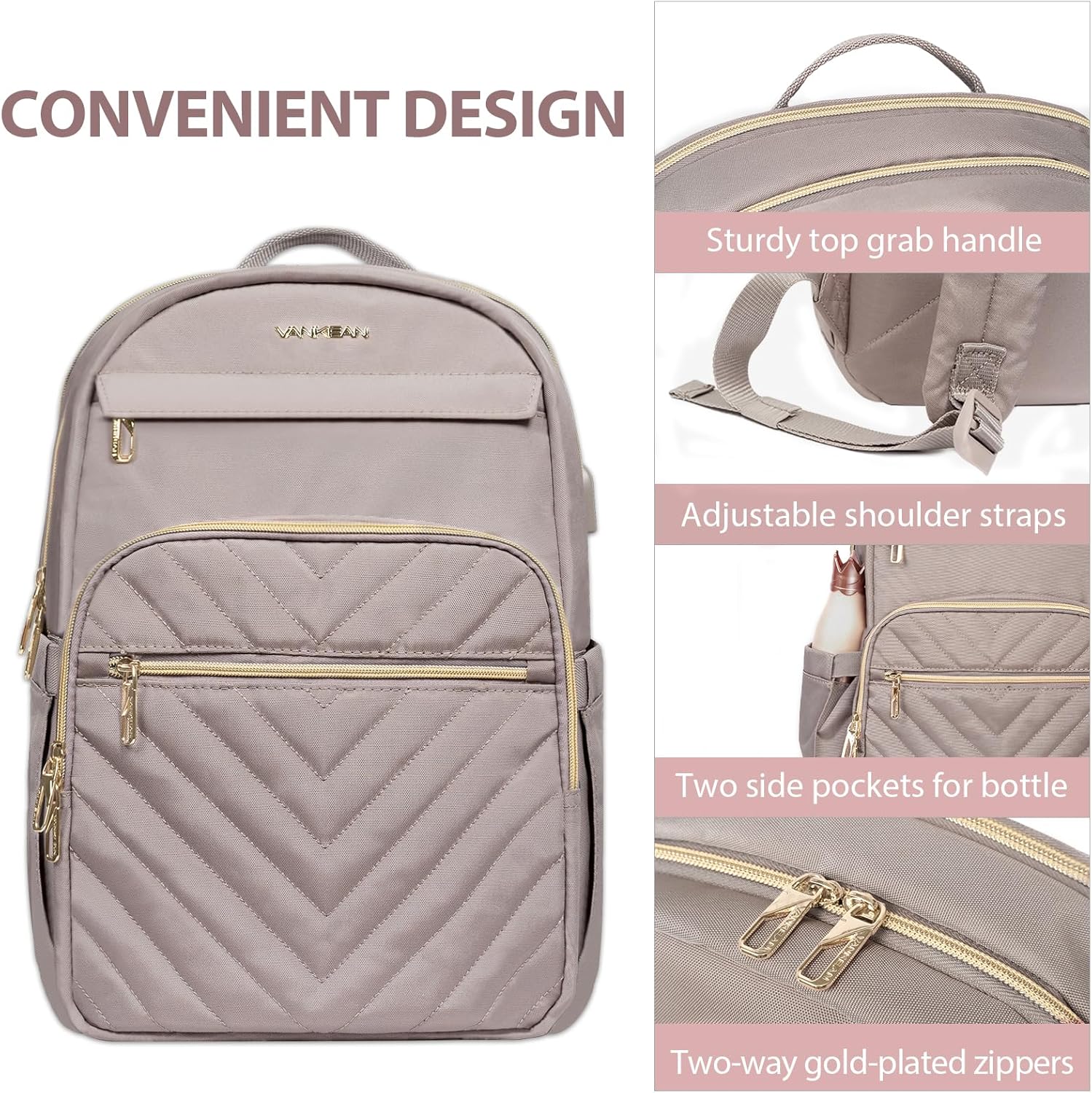 Moktan Sabai Waterproof Laptop Backpack 15.6 Inch with USB Charging Port Travel Bag