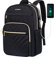 Moktan Sabai Waterproof Laptop Backpack 15.6 Inch with USB Charging Port Travel Bag Black