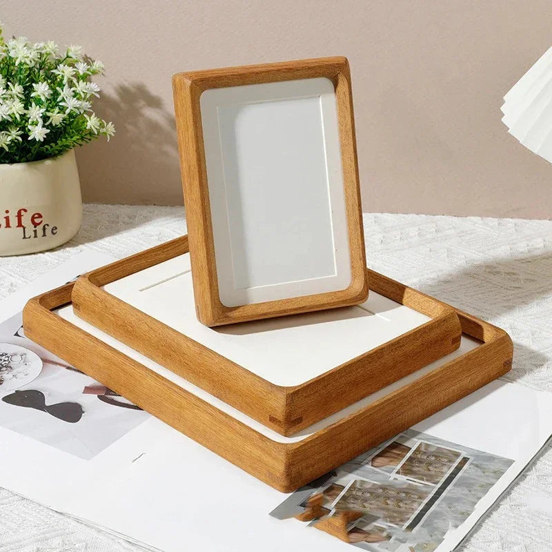 Moktan Sabai Solid Wood Photo Frame | Handcrafted Rustic Display Stand for Photos & Home Décor Golden sandalwood